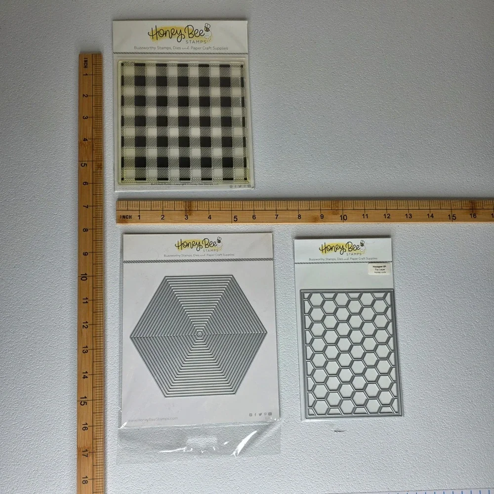 NEW Honey Bee Stamps & Dies Bundle Buffalo Hexagon Thin Frame HBST-242 HBDS-HXTF